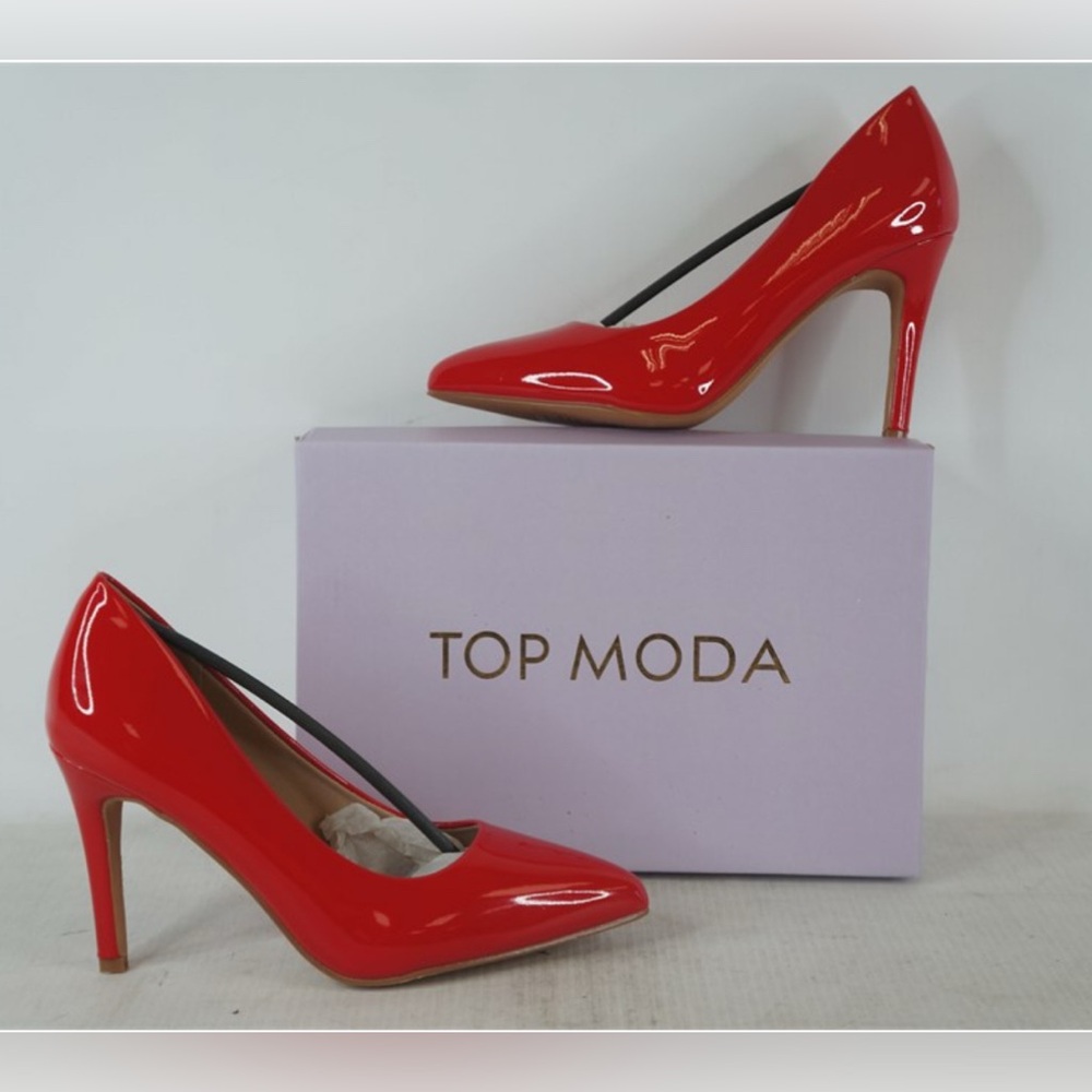 TOP Moda Vibrant Red Heels - Picture 2 of 9